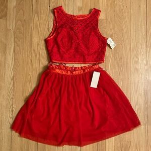 Emerald Sundae Two Piece Formal Red Skirt/Top With Lace Top, NWT, Size 11